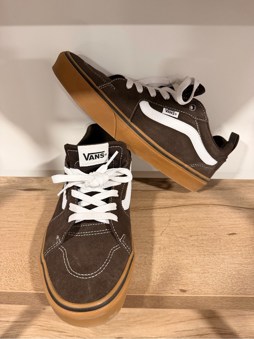 Vans Brown Suede Old Skool Sneakers with White Stripe